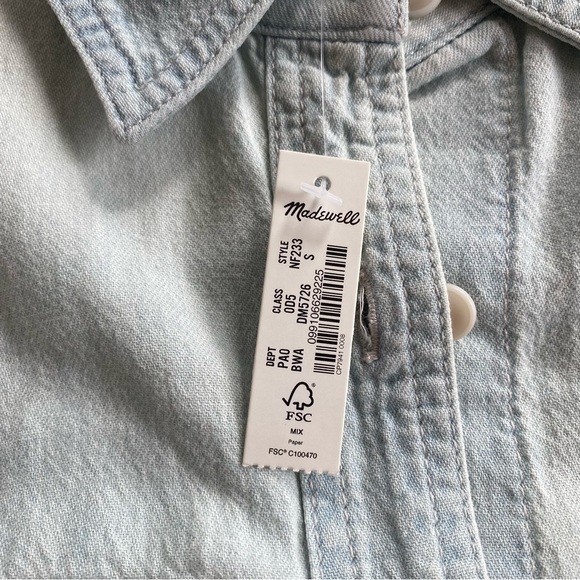 Madewell Denim Shirt Jacket Button Down Lightweight Cotton Small Light Wash NWT - Picture 7 of 14